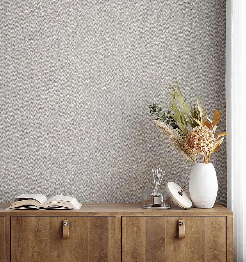 Brewster Home Fashions Herringbone Grey Tweed Wallpaper - SKU 4164-M1827