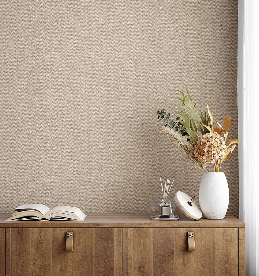 Brewster Home Fashions Herringbone Neutral Tweed Wallpaper - SKU 4164-M1825