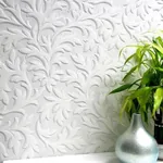Brewster Home Fashions High Leaf White Paintable Textured Vinyl Wallpaper - SKU 437-RD80026