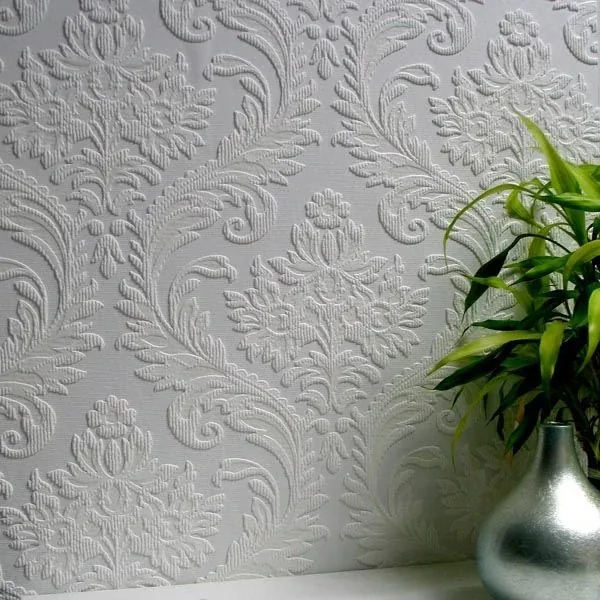 Brewster Home Fashions High Trad White Paintable Textured Vinyl Wallpaper - SKU 437-RD80027