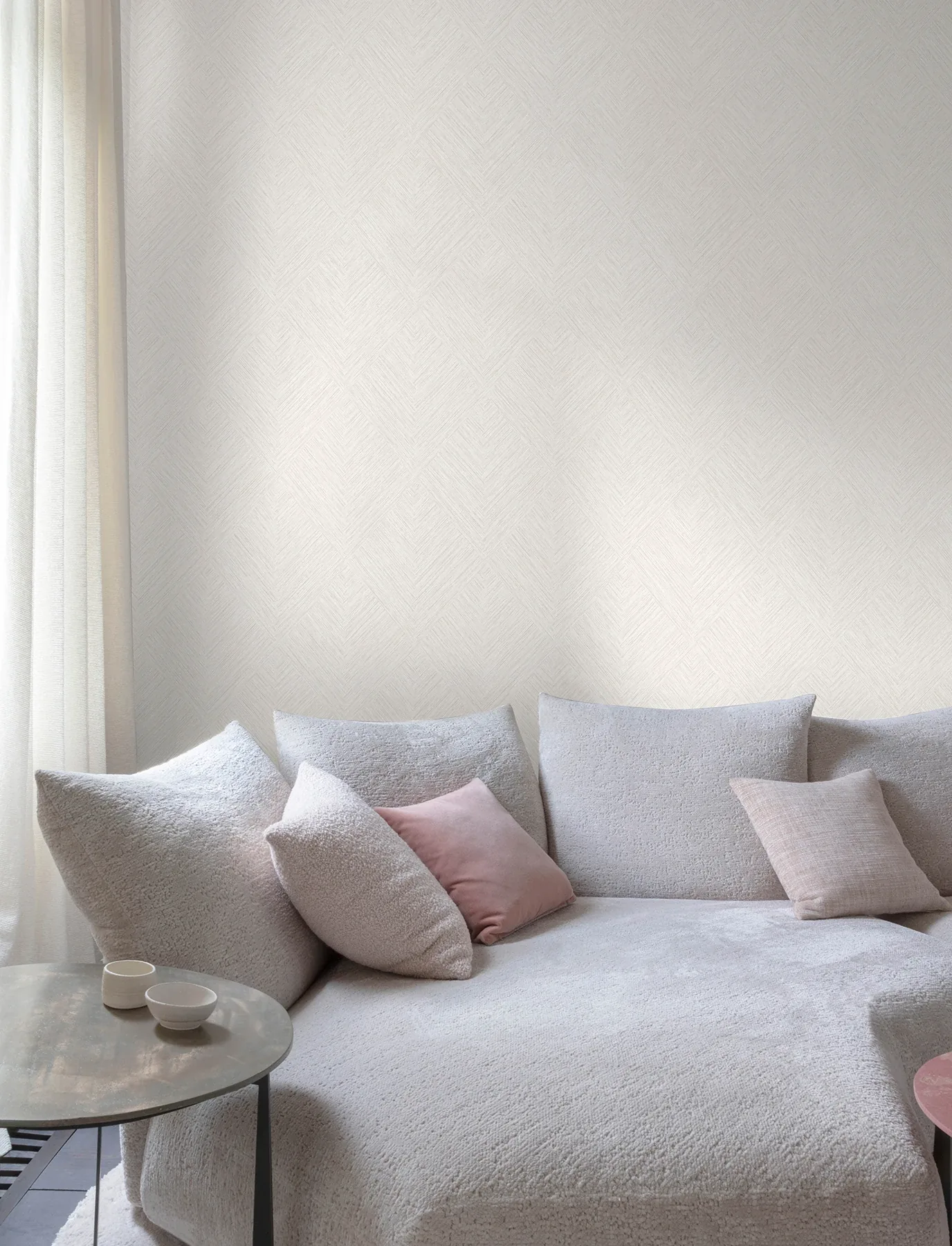 Brewster Home Fashions Hollis Beige Textured Diamond Wallpaper - SKU 4191-83043