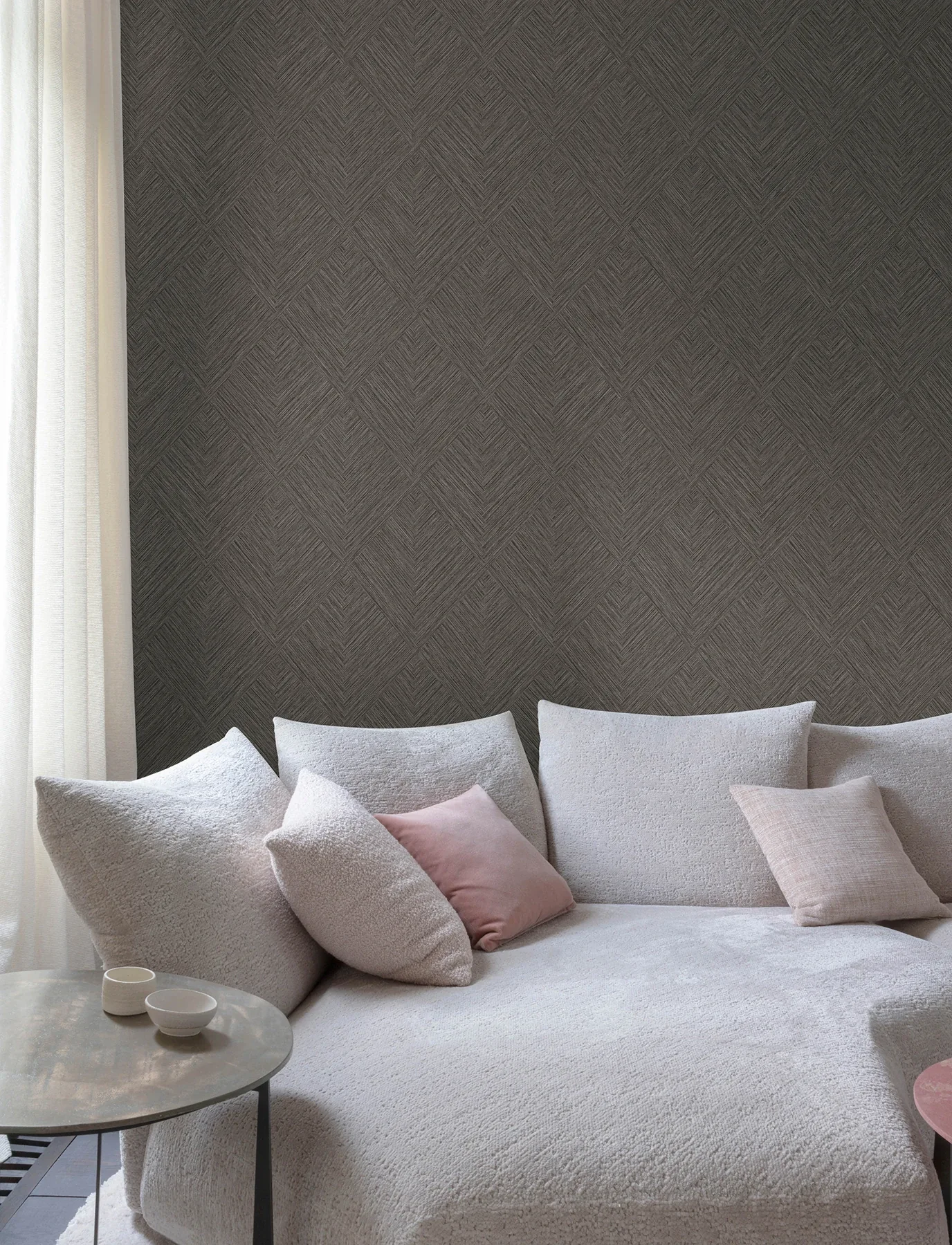 Brewster Home Fashions Hollis Charcoal Textured Diamond Wallpaper - SKU 4191-83046