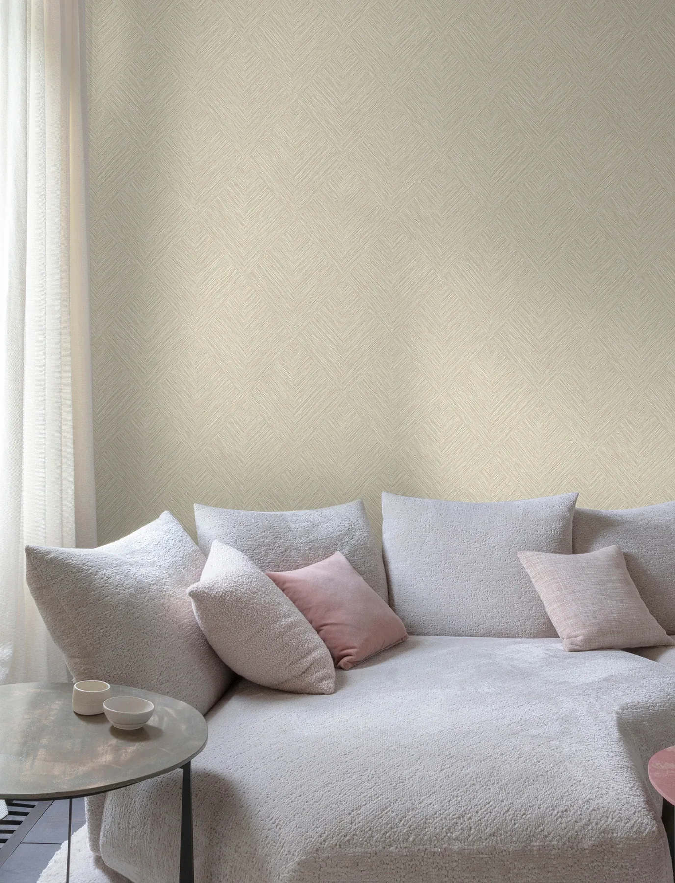 Brewster Home Fashions Hollis Taupe Textured Diamond Wallpaper - SKU 4191-83045