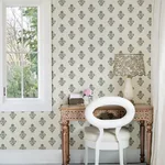 Brewster Home Fashions Hollyhock Aqua Floral Crest Wallpaper - SKU 4148-27415