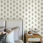 Brewster Home Fashions Hollyhock Aqua Floral Crest Wallpaper - SKU 4148-27415