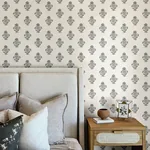 Brewster Home Fashions Hollyhock Black Floral Crest Wallpaper - SKU 4148-27418