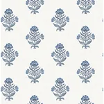 Brewster Home Fashions Hollyhock Blue Floral Crest Wallpaper - SKU 4148-27417