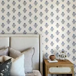 Brewster Home Fashions Hollyhock Blue Floral Crest Wallpaper - SKU 4148-27417