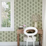 Brewster Home Fashions Hollyhock Green Floral Crest Wallpaper - SKU 4148-27419