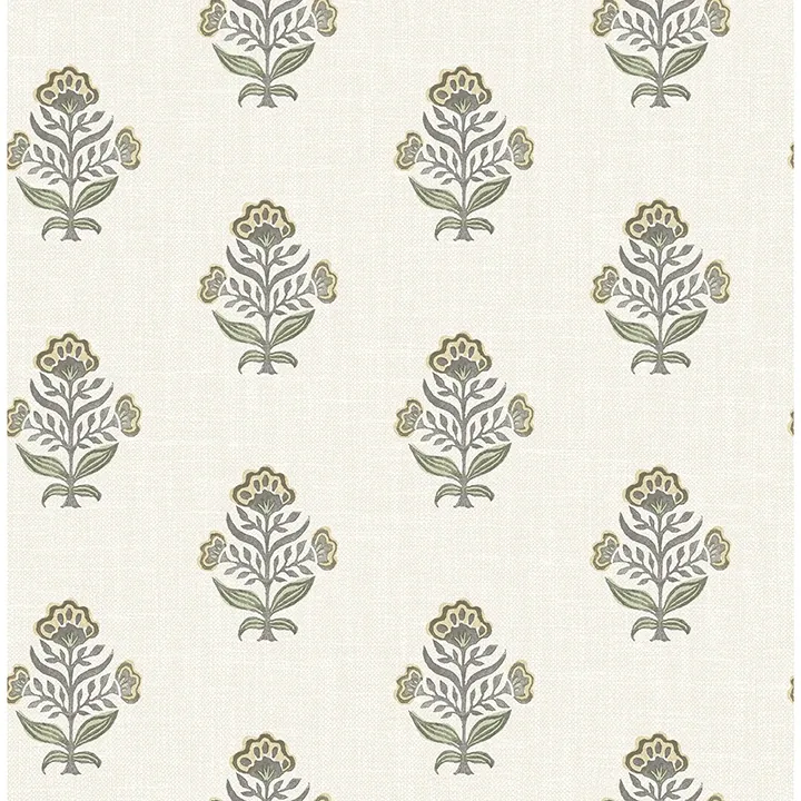 4148-27416 | Hollyhock Honey Floral Crest Wallpaper