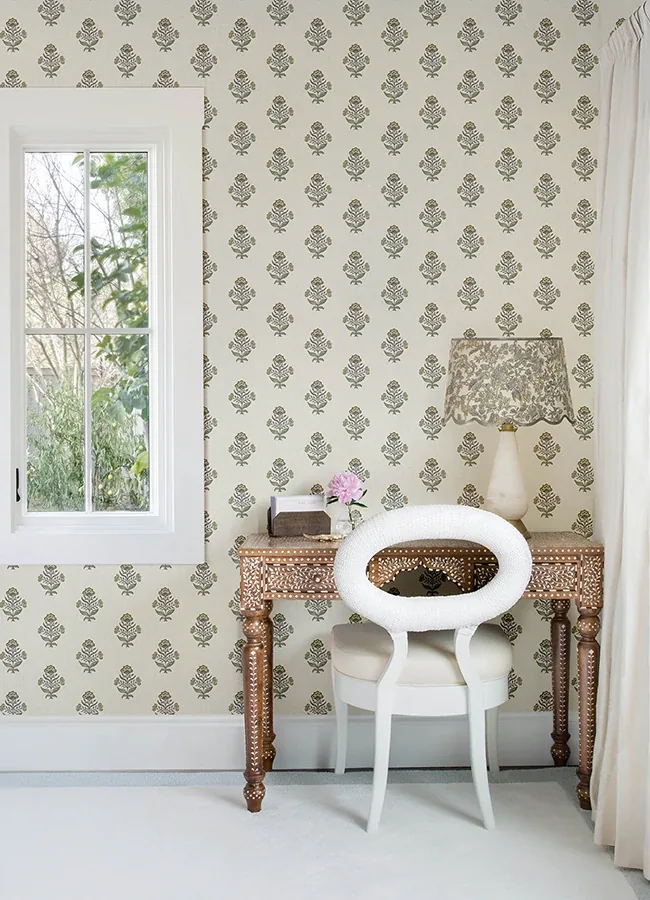 Brewster Home Fashions Hollyhock Honey Floral Crest Wallpaper - SKU 4148-27416