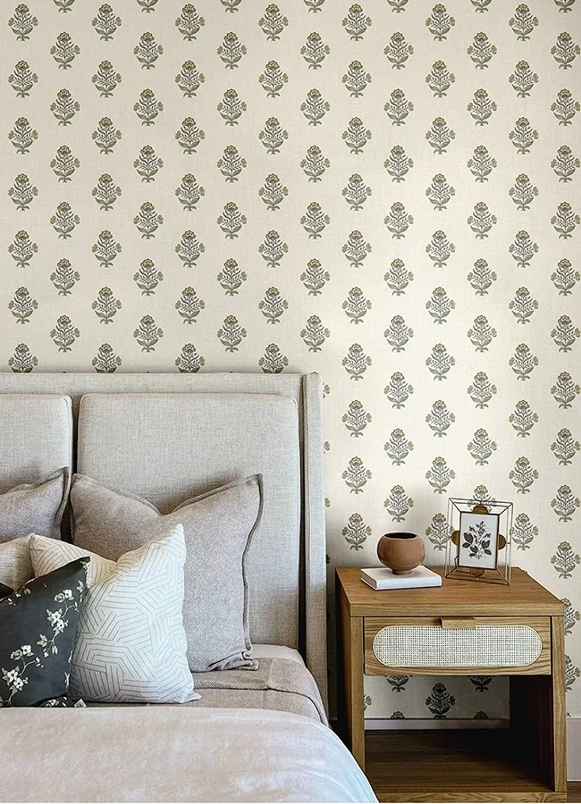 Brewster Home Fashions Hollyhock Honey Floral Crest Wallpaper - SKU 4148-27416
