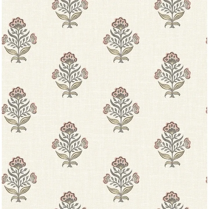 Brewster Home Fashions Hollyhock Rust Floral Crest Wallpaper - SKU 4148-27420