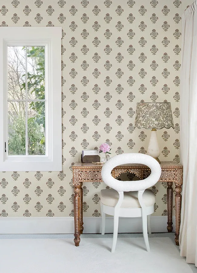 Brewster Home Fashions Hollyhock Rust Floral Crest Wallpaper - SKU 4148-27420