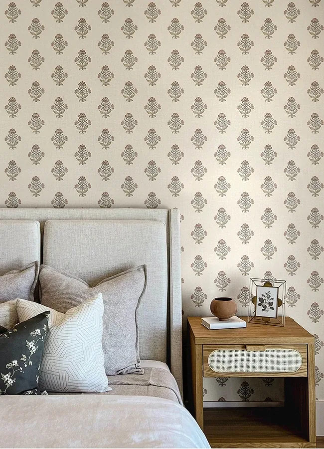 Brewster Home Fashions Hollyhock Rust Floral Crest Wallpaper - SKU 4148-27420