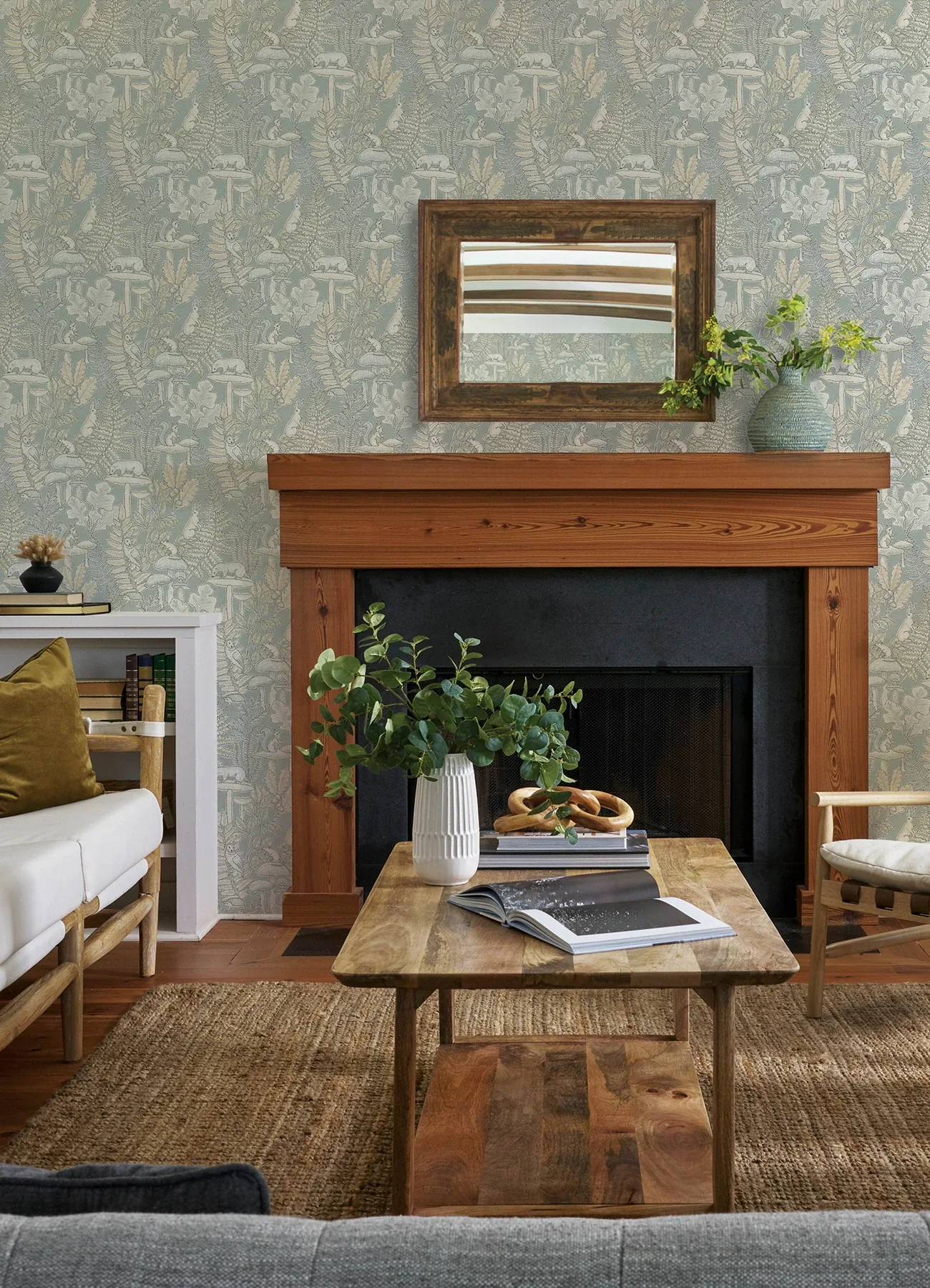Brewster Home Fashions Holt Seafoam Woodland Wallpaper - SKU 4169-83104