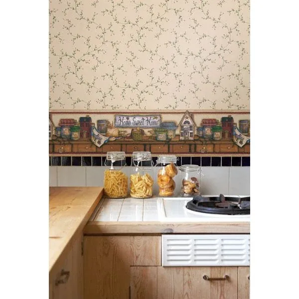 Brewster Home Fashions Home Sweet Home Cream Display Shelf Wallpaper - SKU 418B06754