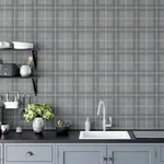 Brewster Home Fashions Hudson Grey Checkered Plaid Wallpaper - SKU AH251906