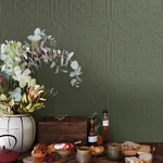 Brewster Home Fashions Ibold White Tin Ceiling Scroll Paintable Wallpaper - SKU 4134-59001