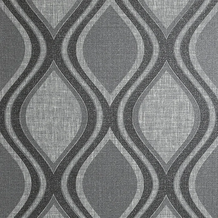 AH295100 | Ignatius Charcoal Ogee Wallpaper