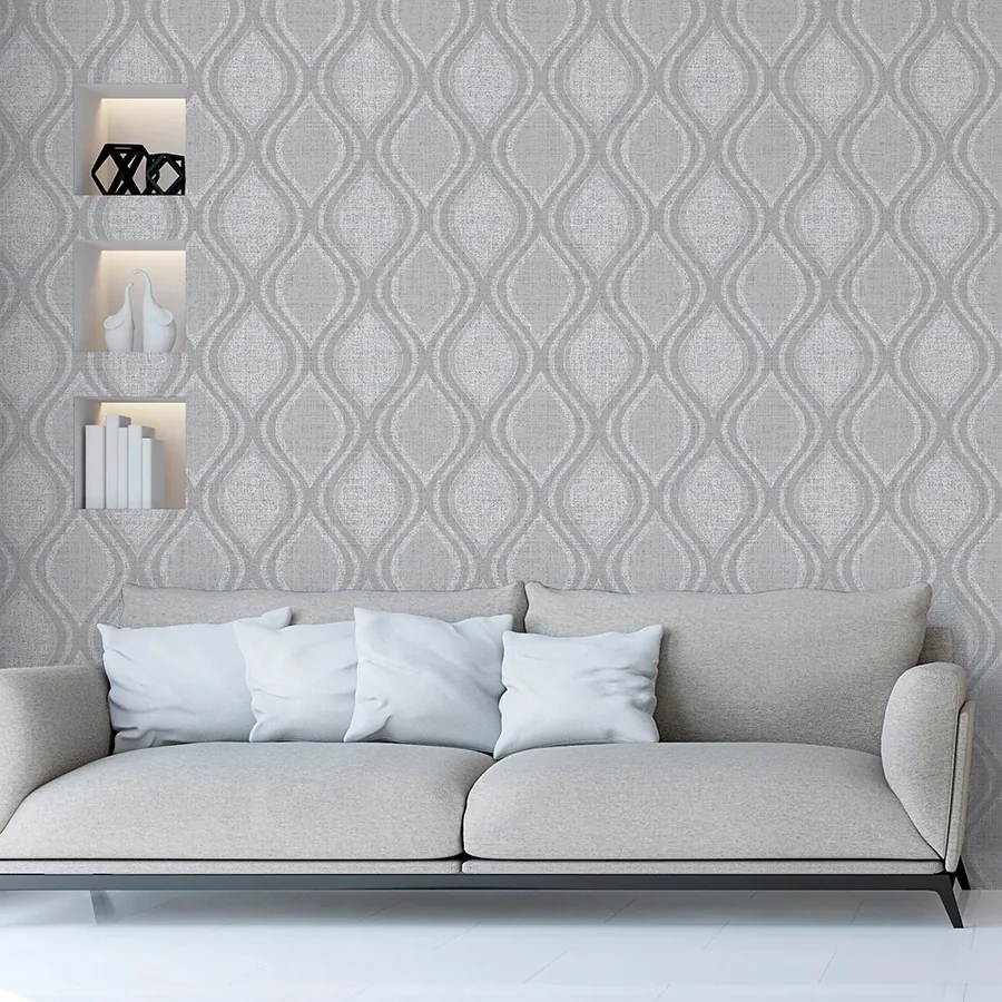 Brewster Home Fashions Ignatius Grey Ogee Wallpaper - SKU AH295101