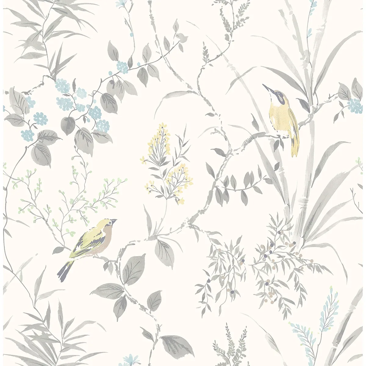 3123-24172 | Imperial Garden Grey Botanical Wallpaper