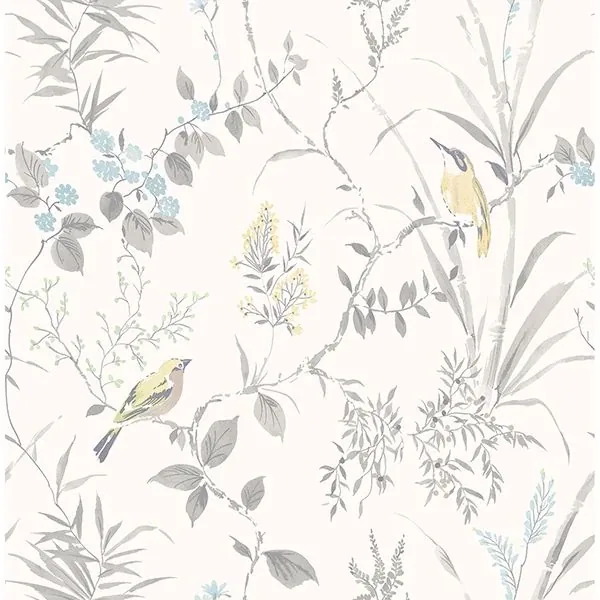 2904-24172 | Imperial Garden Light Grey Botanical Wallpaper