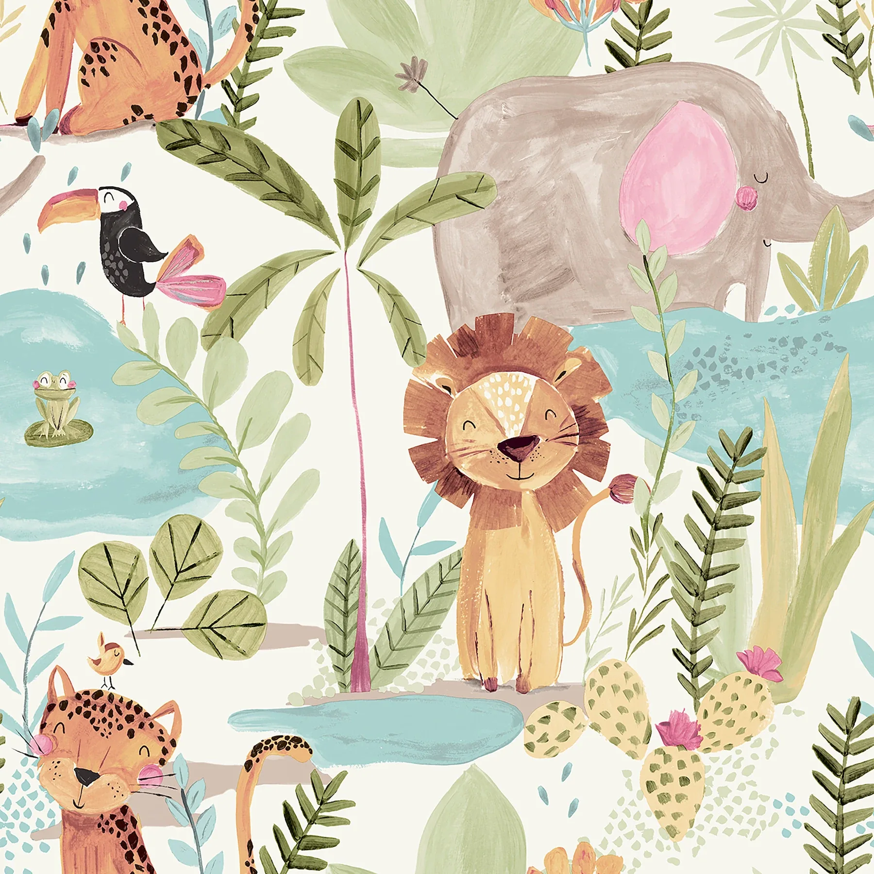 Brewster Home Fashions In The Jungle Multicolor Animal Friends Wallpaper - SKU 4203-27558