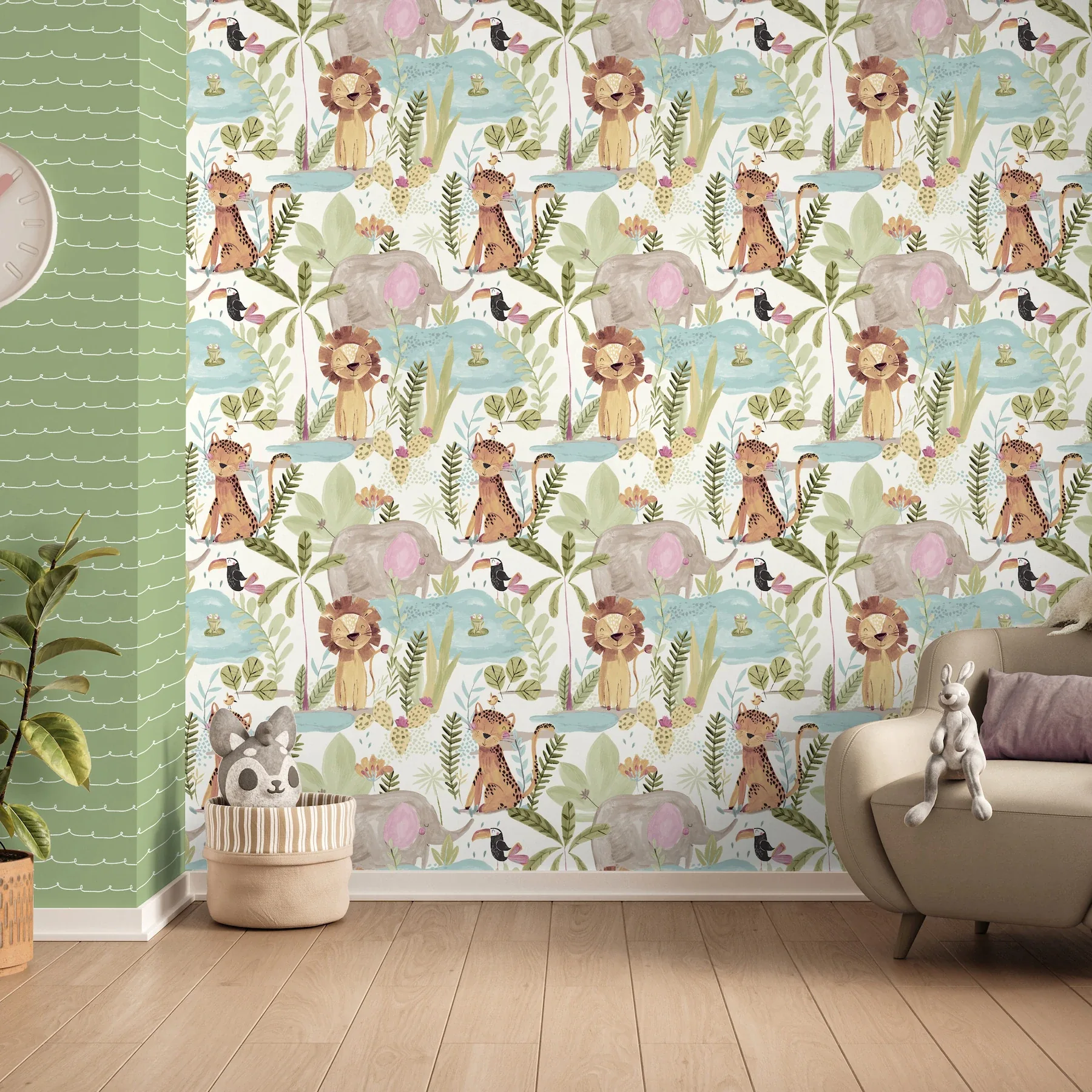 Brewster Home Fashions In The Jungle Multicolor Animal Friends Wallpaper - SKU 4203-27558