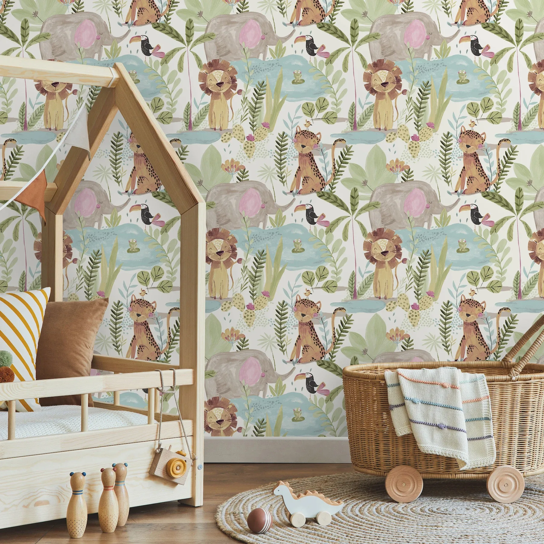Brewster Home Fashions In The Jungle Multicolor Animal Friends Wallpaper - SKU 4203-27558