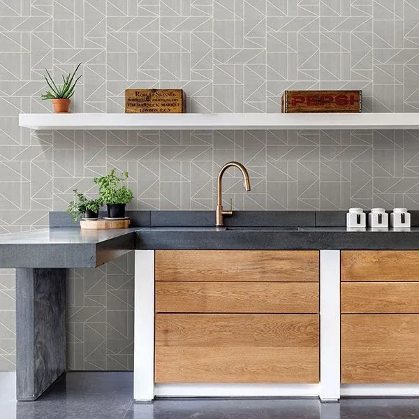 Brewster Home Fashions Ina Silver Geometric Wallpaper - SKU 2813-M1381