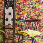 Brewster Home Fashions Indio Chartreuse Love Scribble Wallpaper - SKU CEP50119W