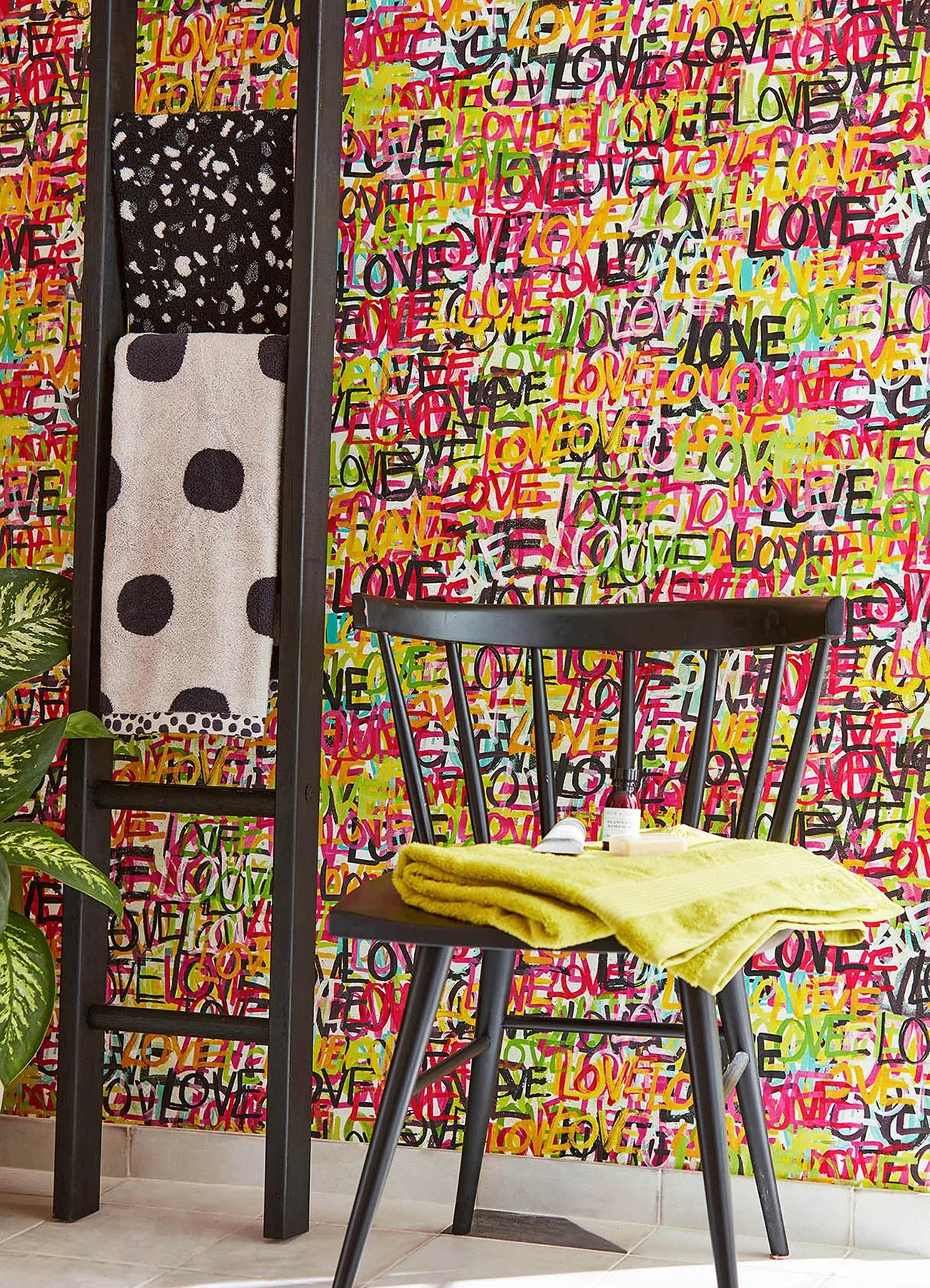 Brewster Home Fashions Indio Chartreuse Love Scribble Wallpaper - SKU CEP50119W