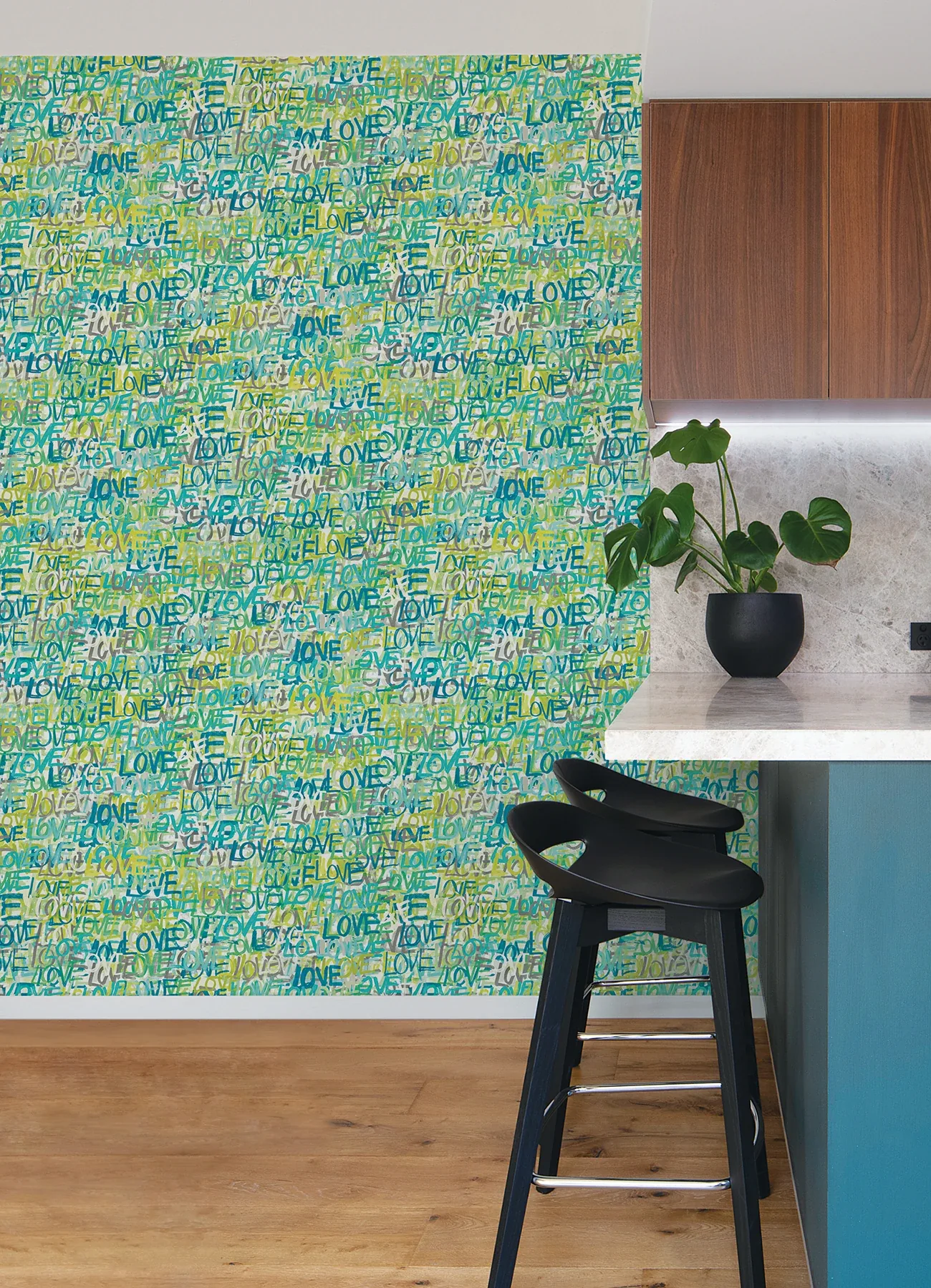 Brewster Home Fashions Indio Teal Love Scribble Wallpaper - SKU CEP50123W