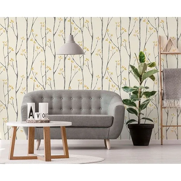 UW24776 | Ingrid Mustard Scandi Tree Wallpaper