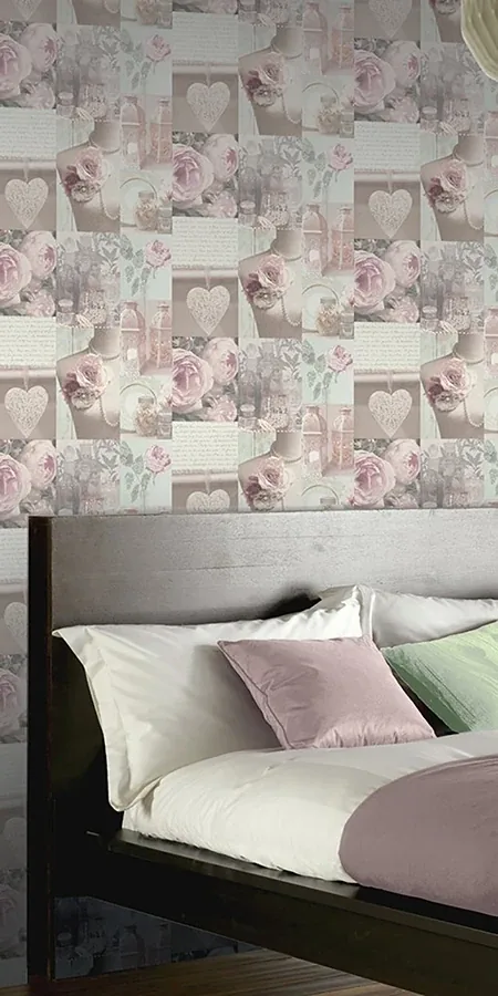 Brewster Home Fashions Irene Blush Charlotte College Wallpaper - SKU AH665201