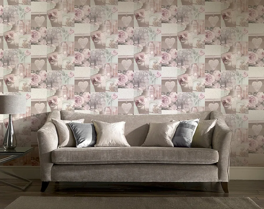 Brewster Home Fashions Irene Blush Charlotte College Wallpaper - SKU AH665201