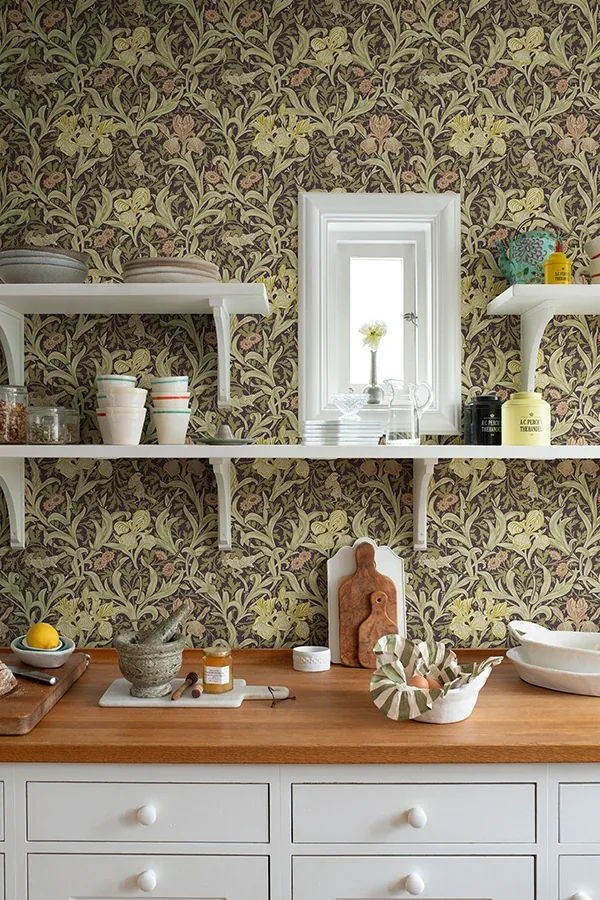 Brewster Home Fashions Iris Plum Wild Gardens Wallpaper - SKU 4171-82052