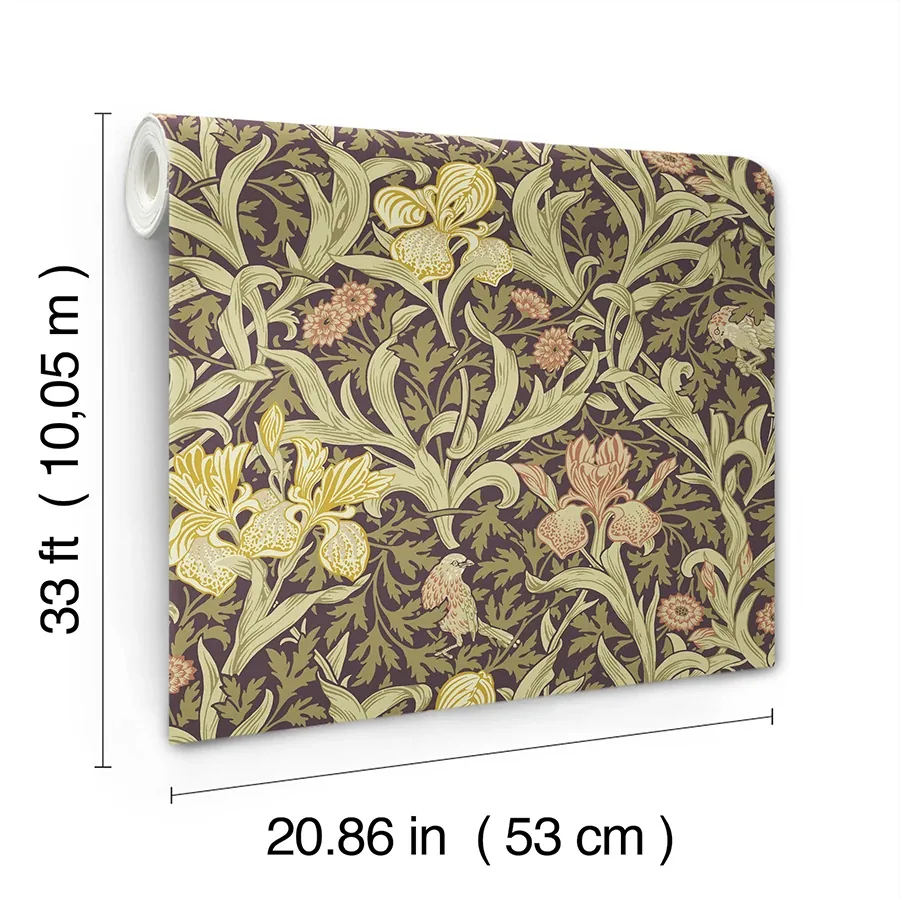Brewster Home Fashions Iris Plum Wild Gardens Wallpaper - SKU 4171-82052
