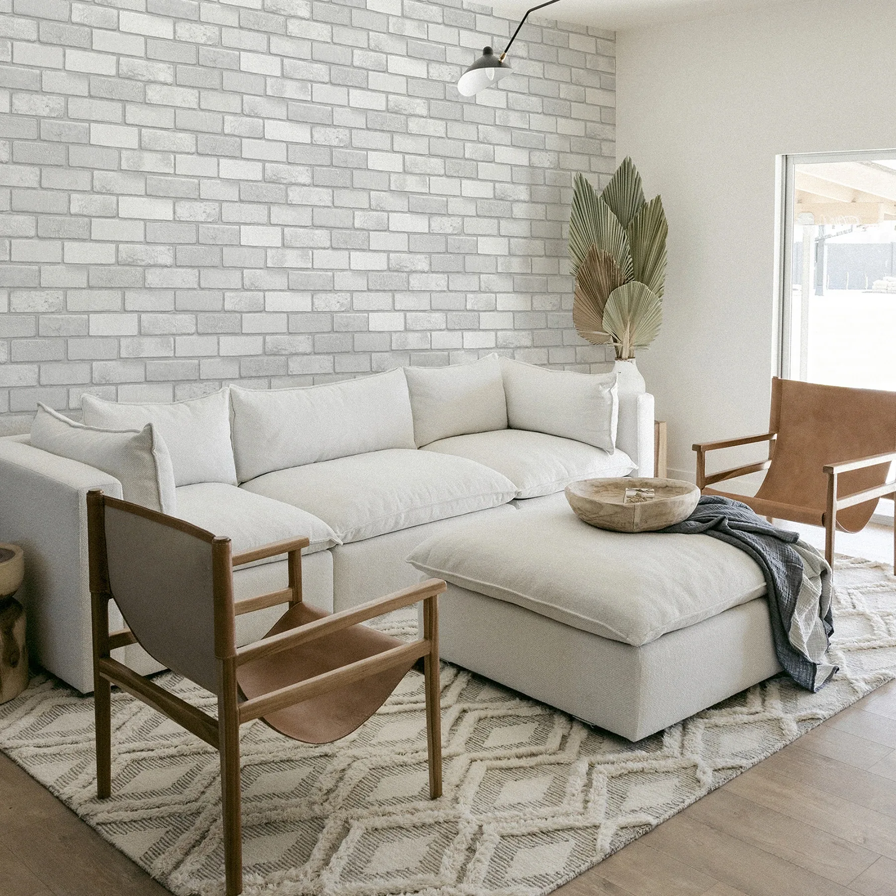 Brewster Home Fashions Irving White Diamond Brick Wallpaper - SKU AH902009