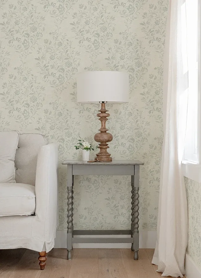 Brewster Home Fashions Isidore Aqua Scroll Wallpaper - SKU 4072-70009