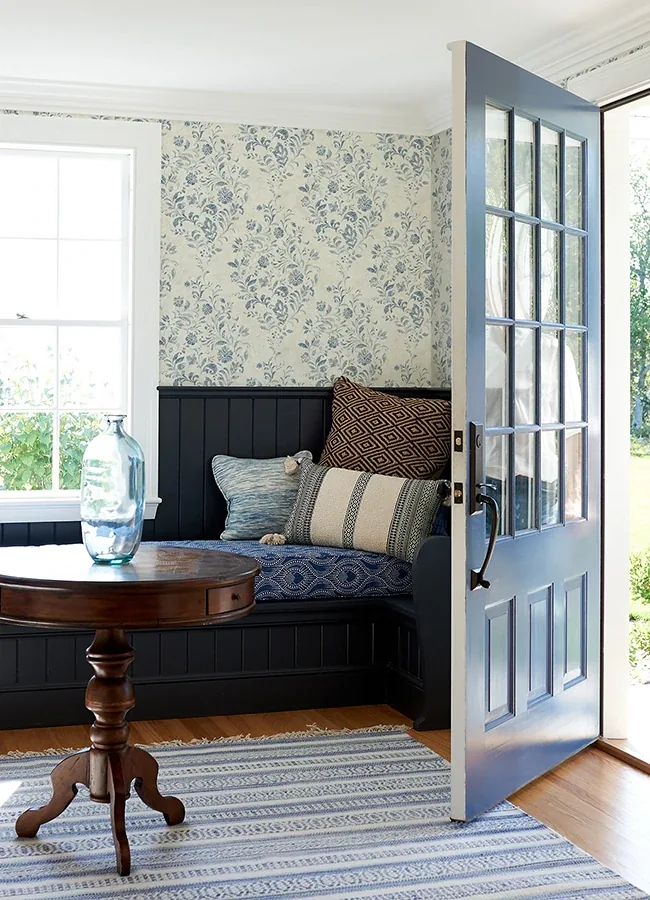 Brewster Home Fashions Isidore Blue Scroll Wallpaper - SKU 4072-70006
