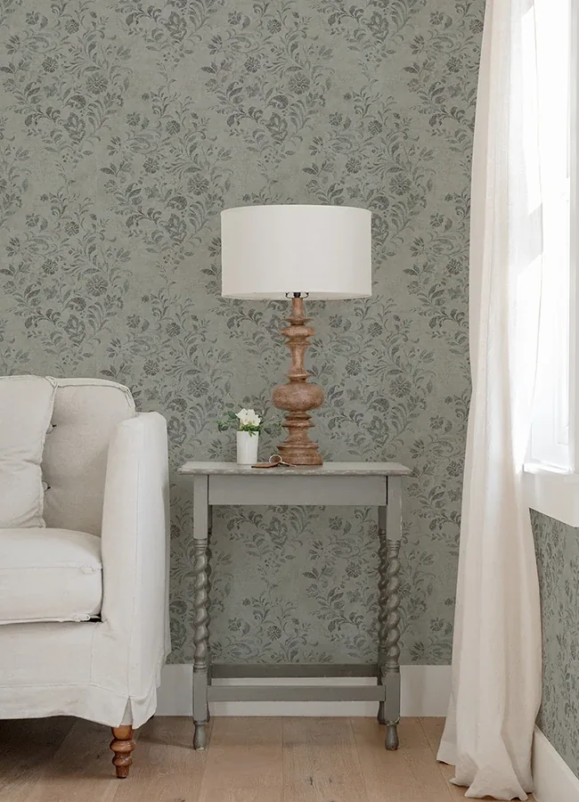 Brewster Home Fashions Isidore Grey Scroll Wallpaper - SKU 4072-70008