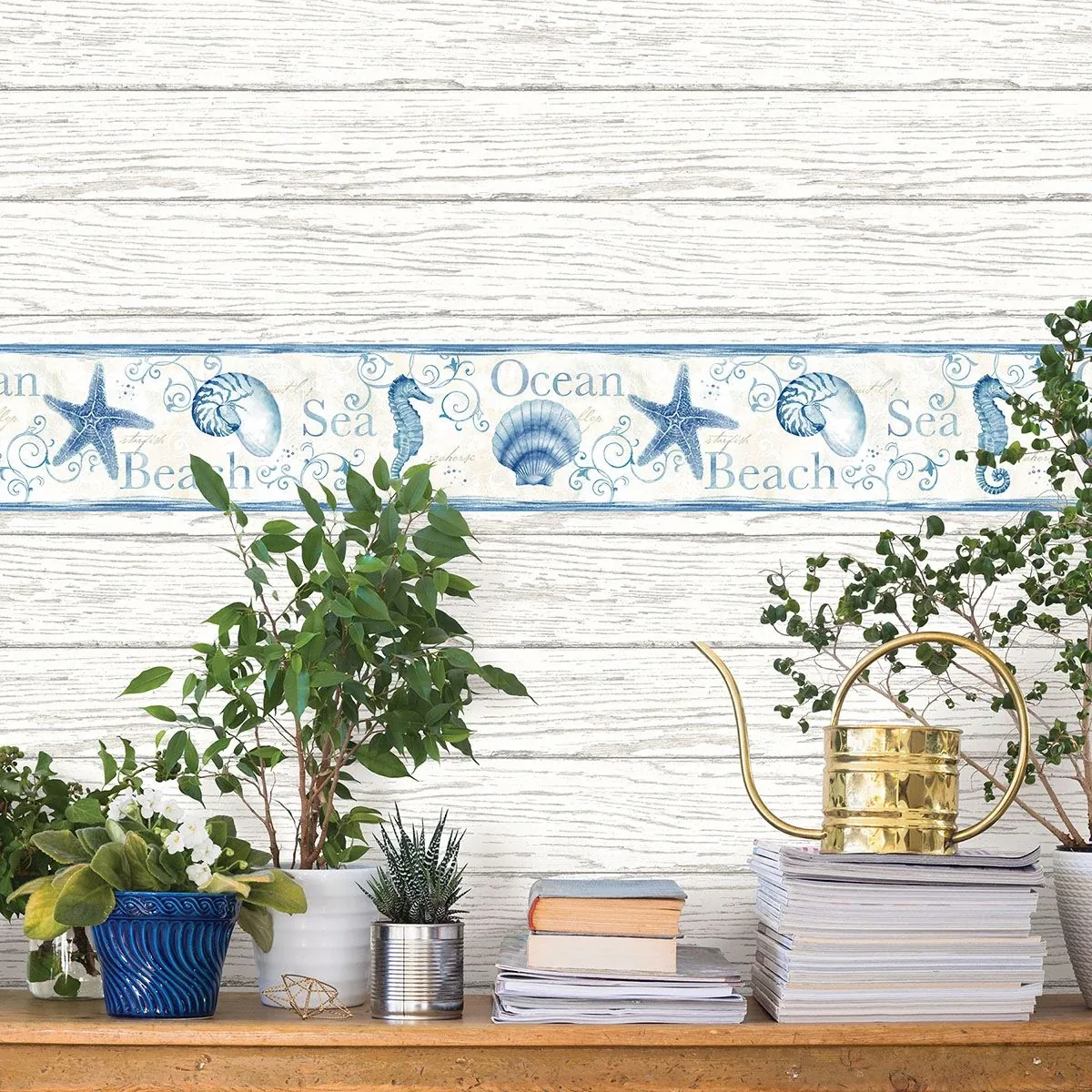 Brewster Home Fashions Island Bay Blue Starfish Wallpaper - SKU 3120-53561B