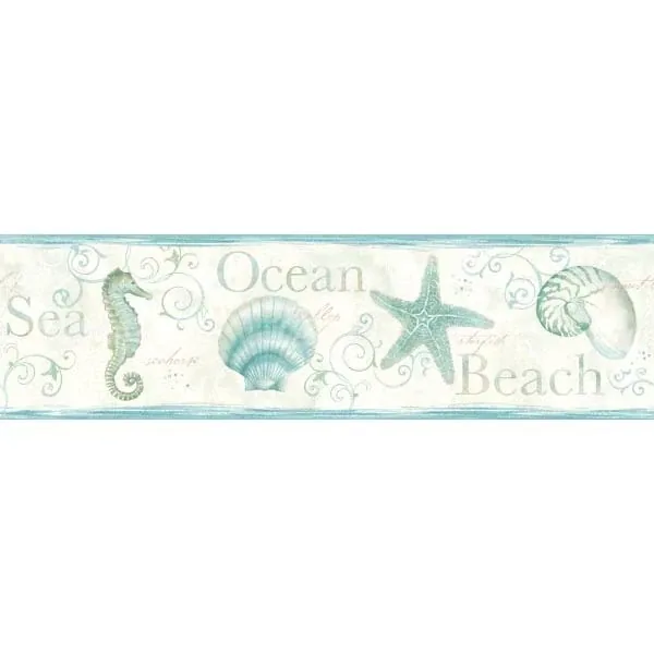DLR53562B | Island Bay Teal Seashells Wallpaper