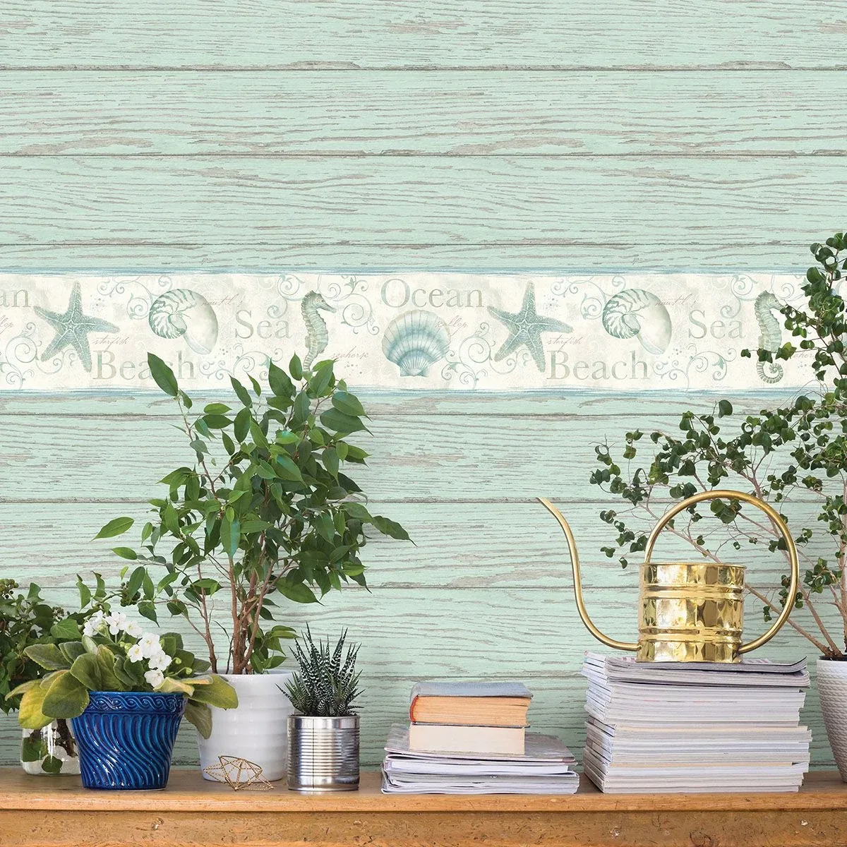 Brewster Home Fashions Island Sea Green Green Starfish Wallpaper - SKU 3120-53562B