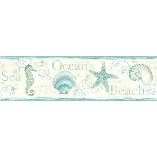 3113-53562B | Island Teal Teal Seashells Wallpaper
