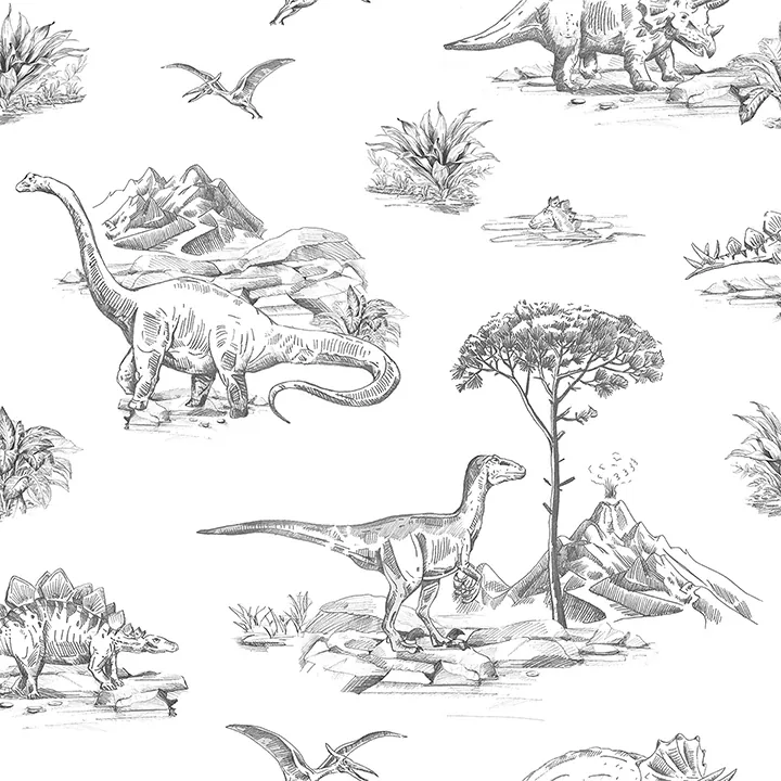 Brewster Home Fashions Isolde Charcoal Dinosaurs Wallpaper - SKU 4060-139269