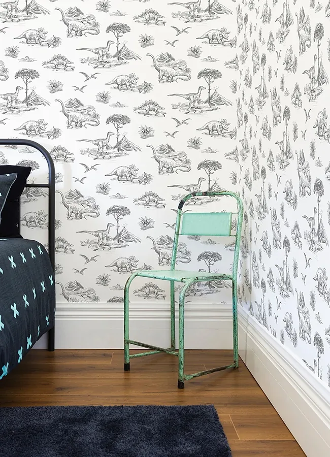 Brewster Home Fashions Isolde Charcoal Dinosaurs Wallpaper - SKU 4060-139269