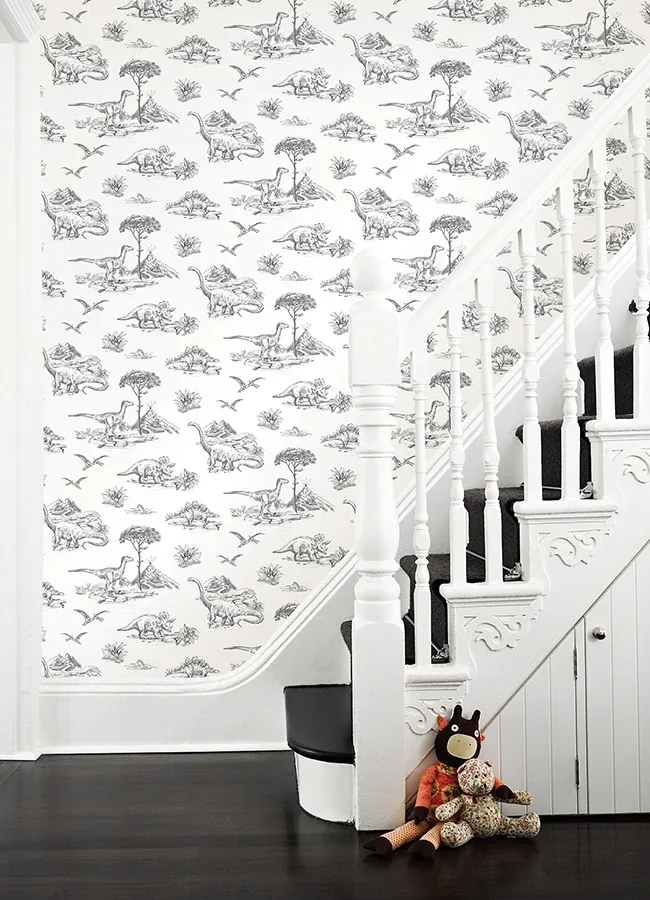 Brewster Home Fashions Isolde Charcoal Dinosaurs Wallpaper - SKU 4060-139269